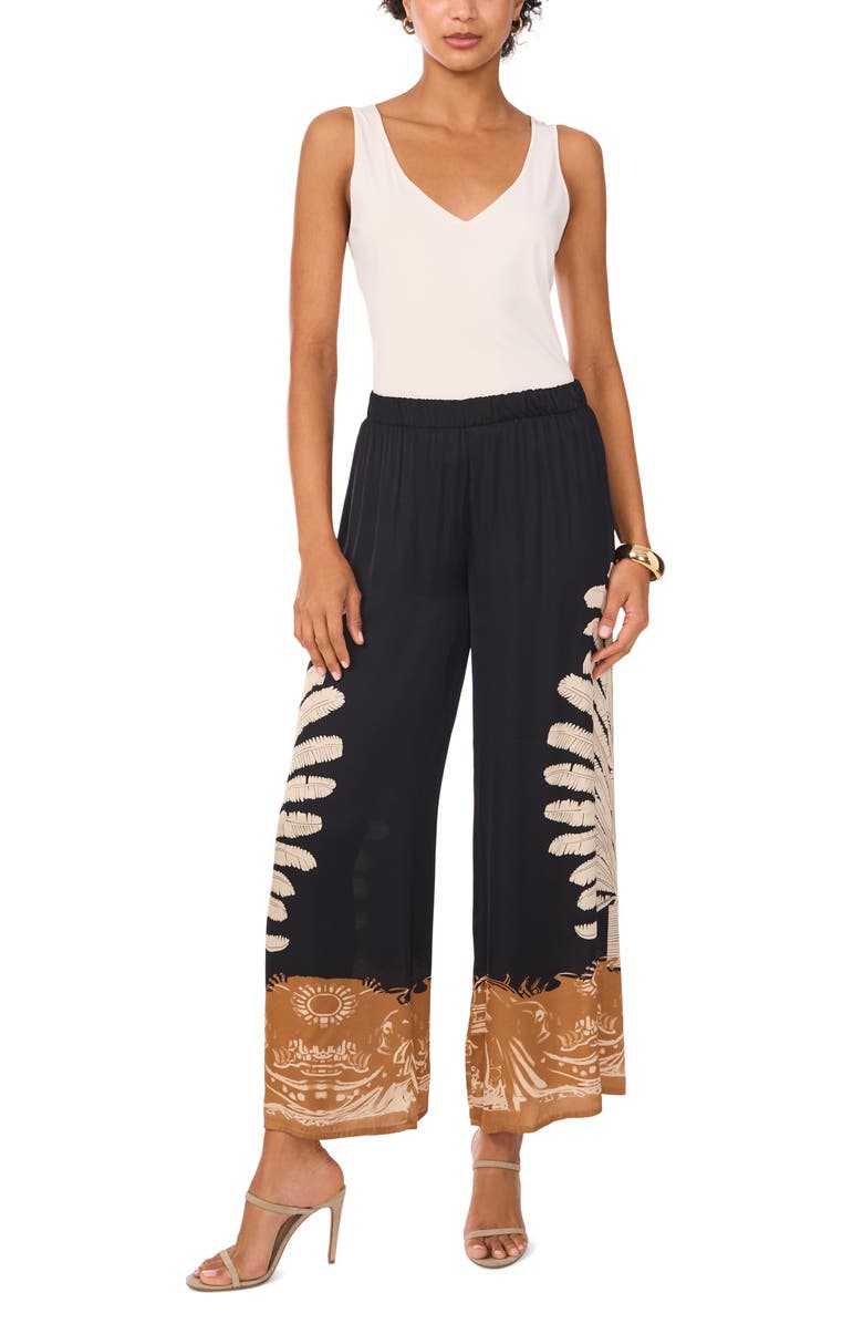 Vince Camuto Wide Leg Pull-On Pants, Alternate, color, Rich Black