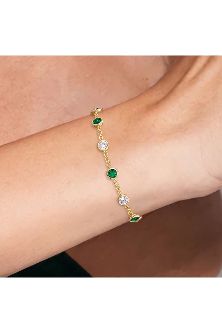 Green CZ Alternating Bezel Station Bracelet, Alternate, color, Green Cubic Zirconia