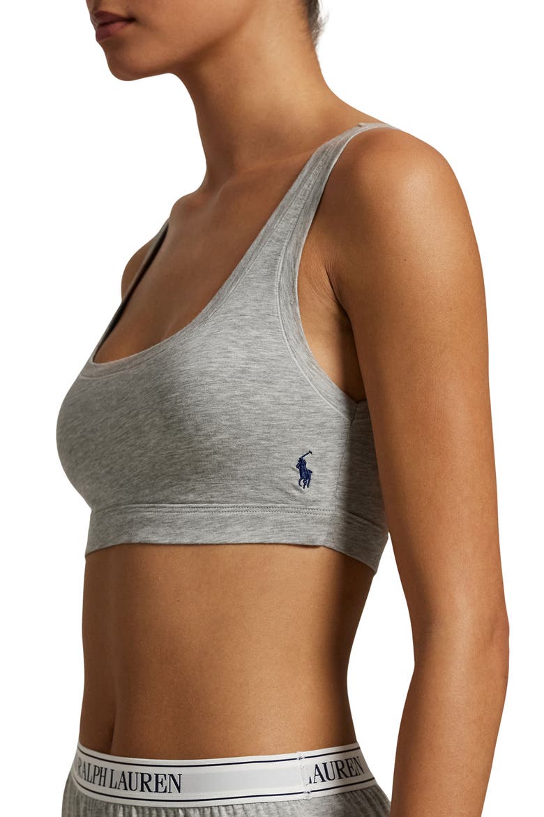 Logo Embroidered Bralette, Alternate, color, HEATHER GREY