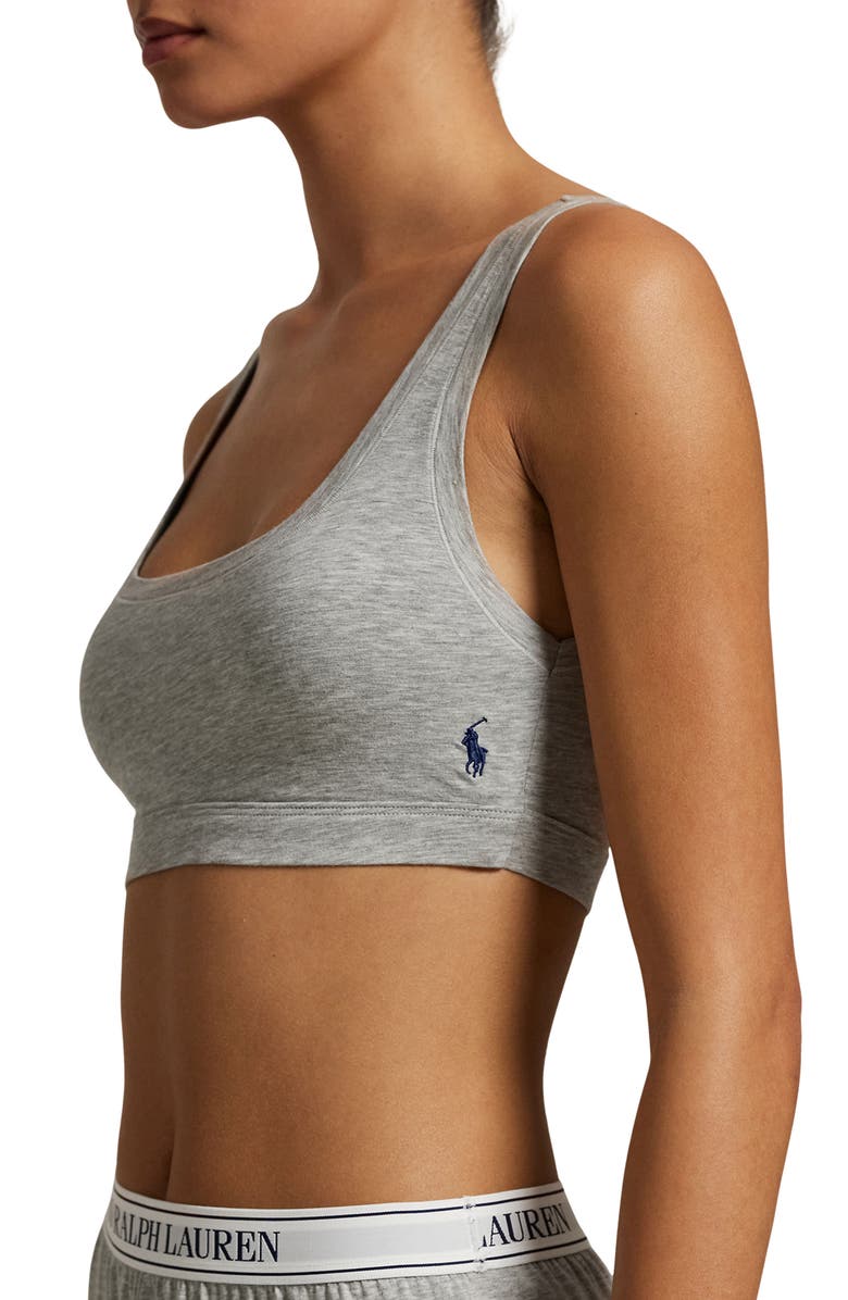 Polo Ralph Lauren Logo Embroidered Bralette, Alternate, color, Heather Grey