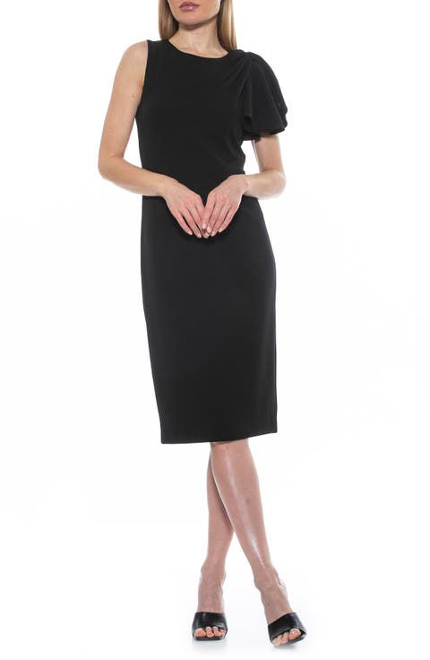Draped Sheath Midi Dress