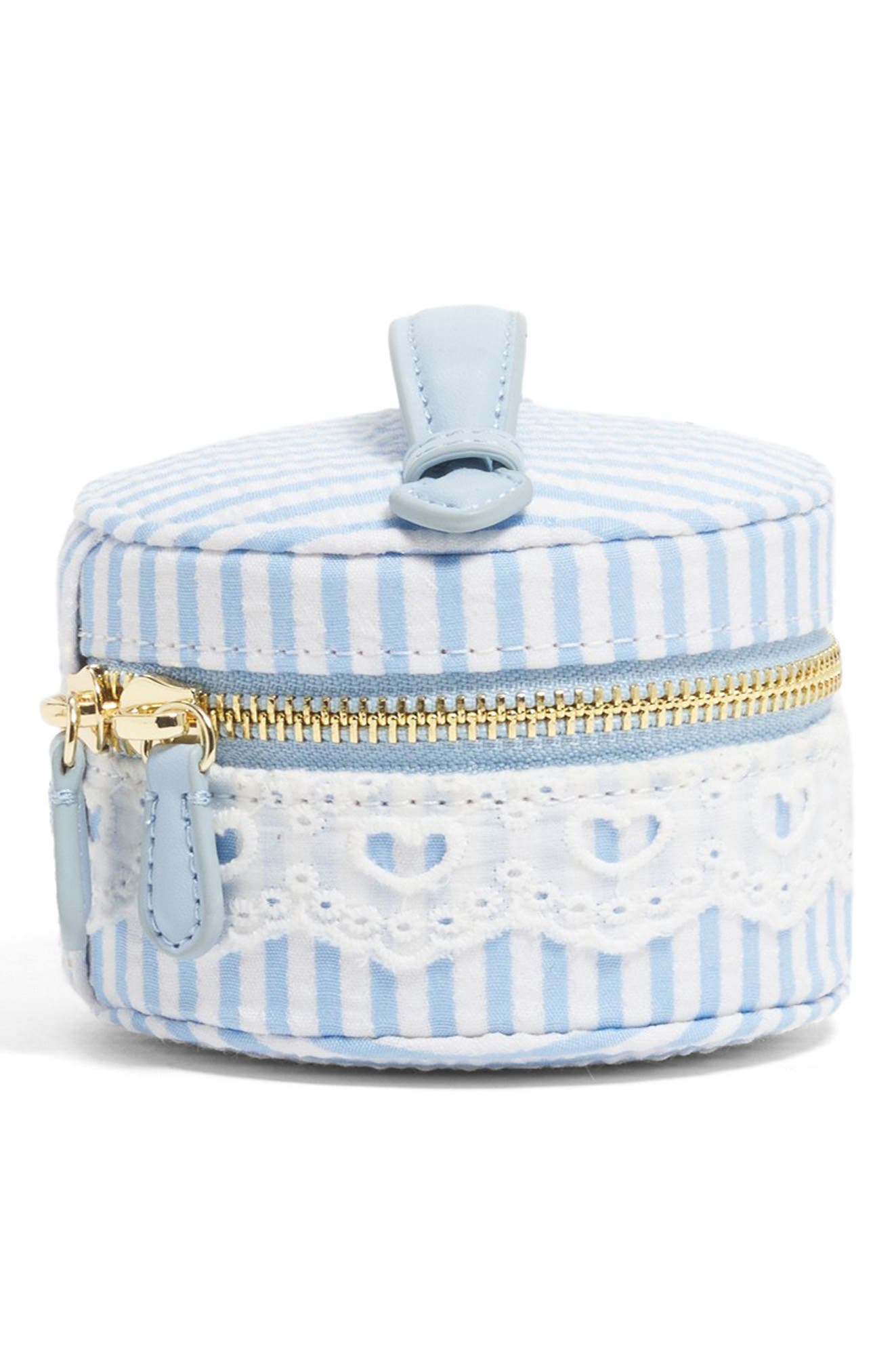 Seersucker Top Handle Pill Case, Alternate, color, BLUE SEERSUCKER