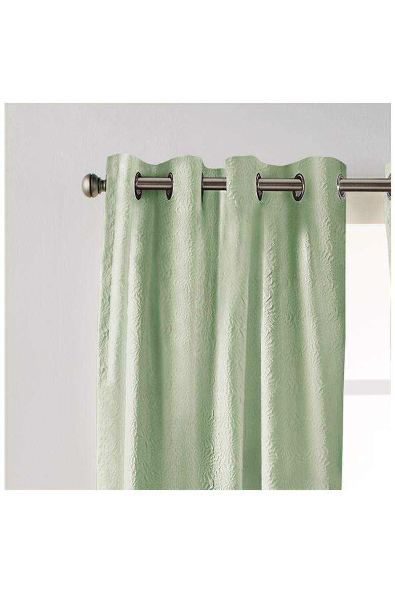 Chrysanthemum Floral Grommet Curtains, Alternate, color, SAGE