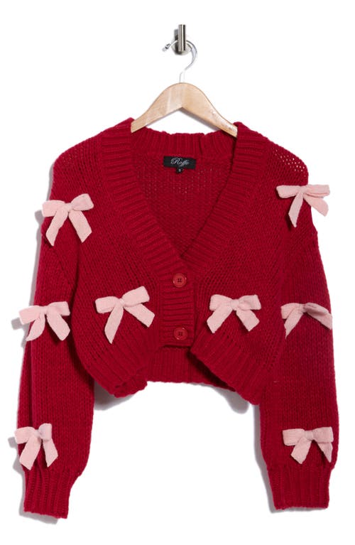 Roffe Accessories Bow Cardigan In Red