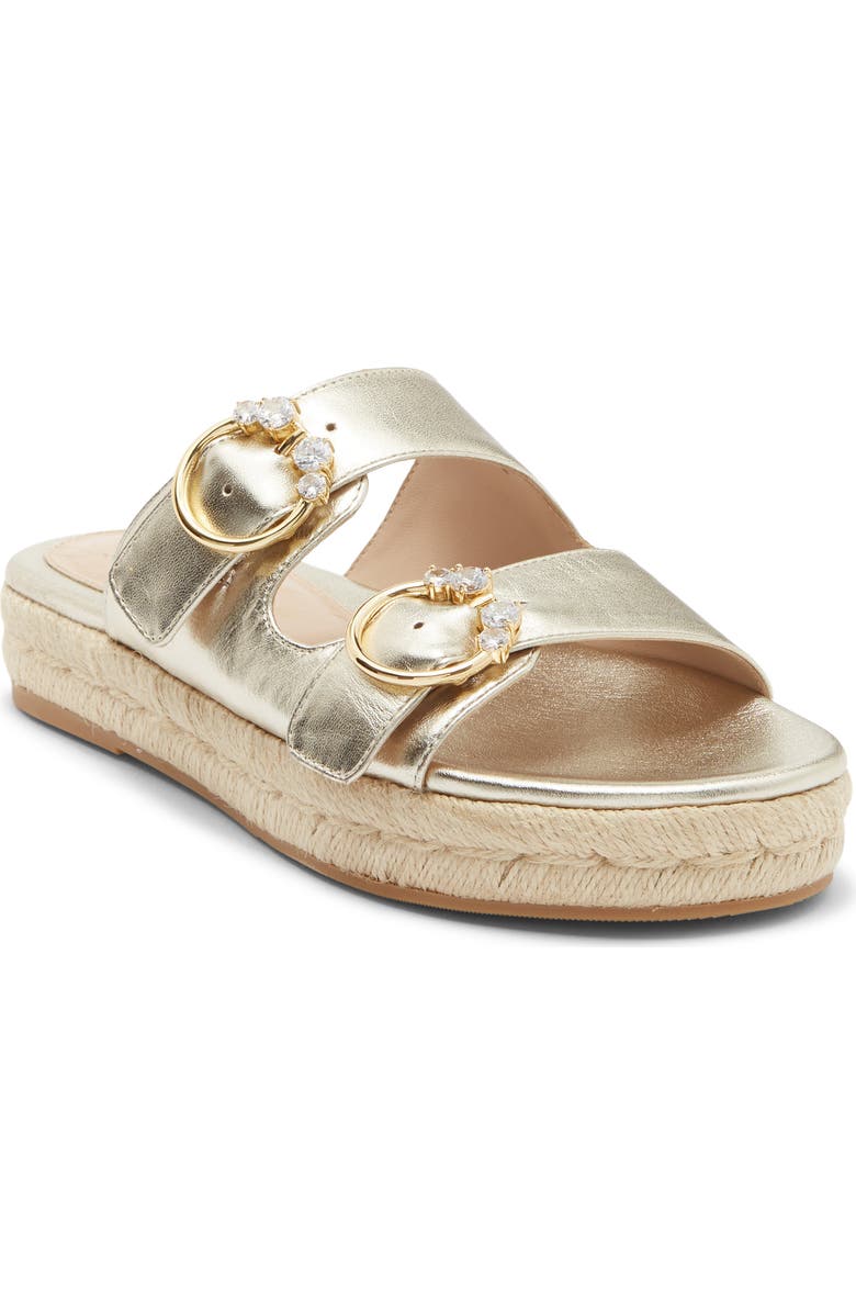 Stuart Weitzman Crystal Espadrille Slide Sandal, Main, color, Platino