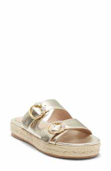 Stuart Weitzman Crystal Espadrille Slide Sandal