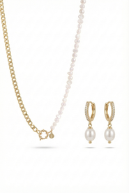 Joey Baby Baroque Pearl 18K Gold Plated Necklace And Pearl Drop Earring Set