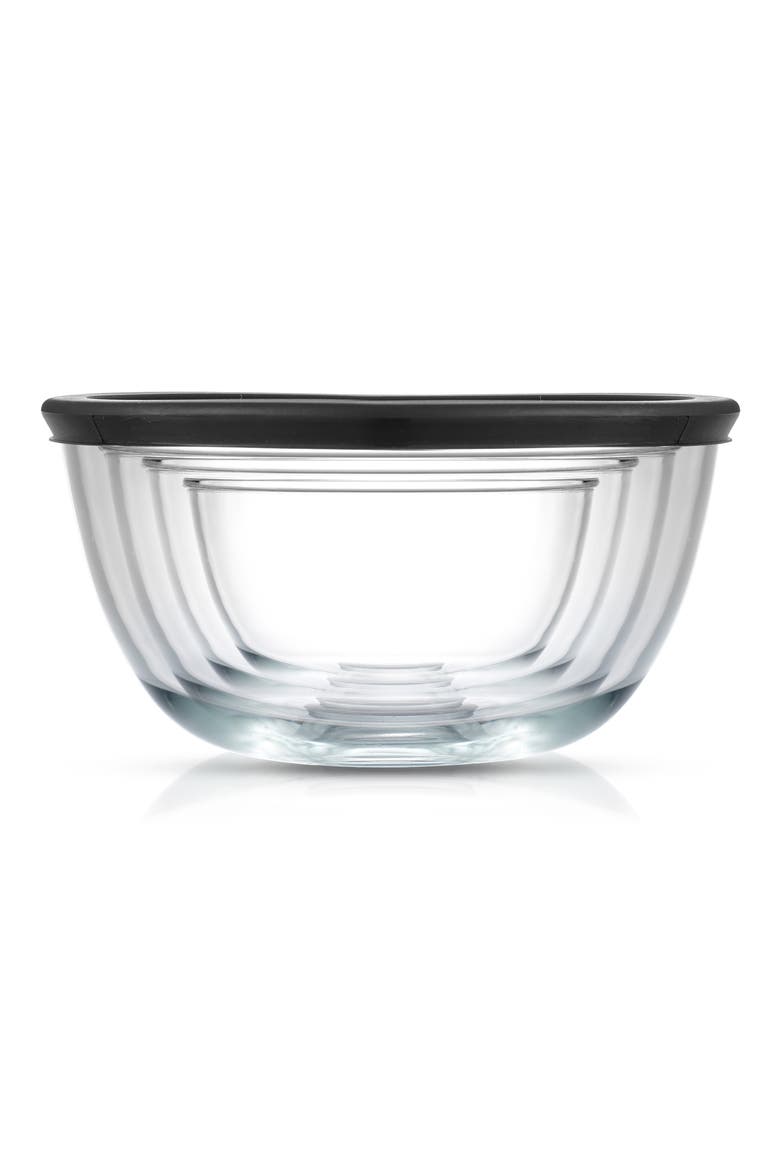 Set of 4 Thick Glass Mixing Bowls with Airtight Lids, Alternate, color, BLACK
