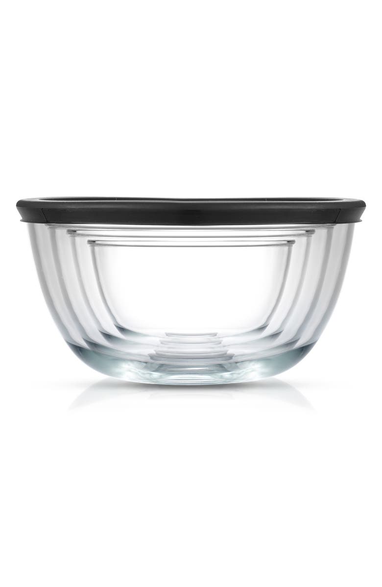 JoyJolt Set of 4 Thick Glass Mixing Bowls with Airtight Lids, Alternate, color, Black