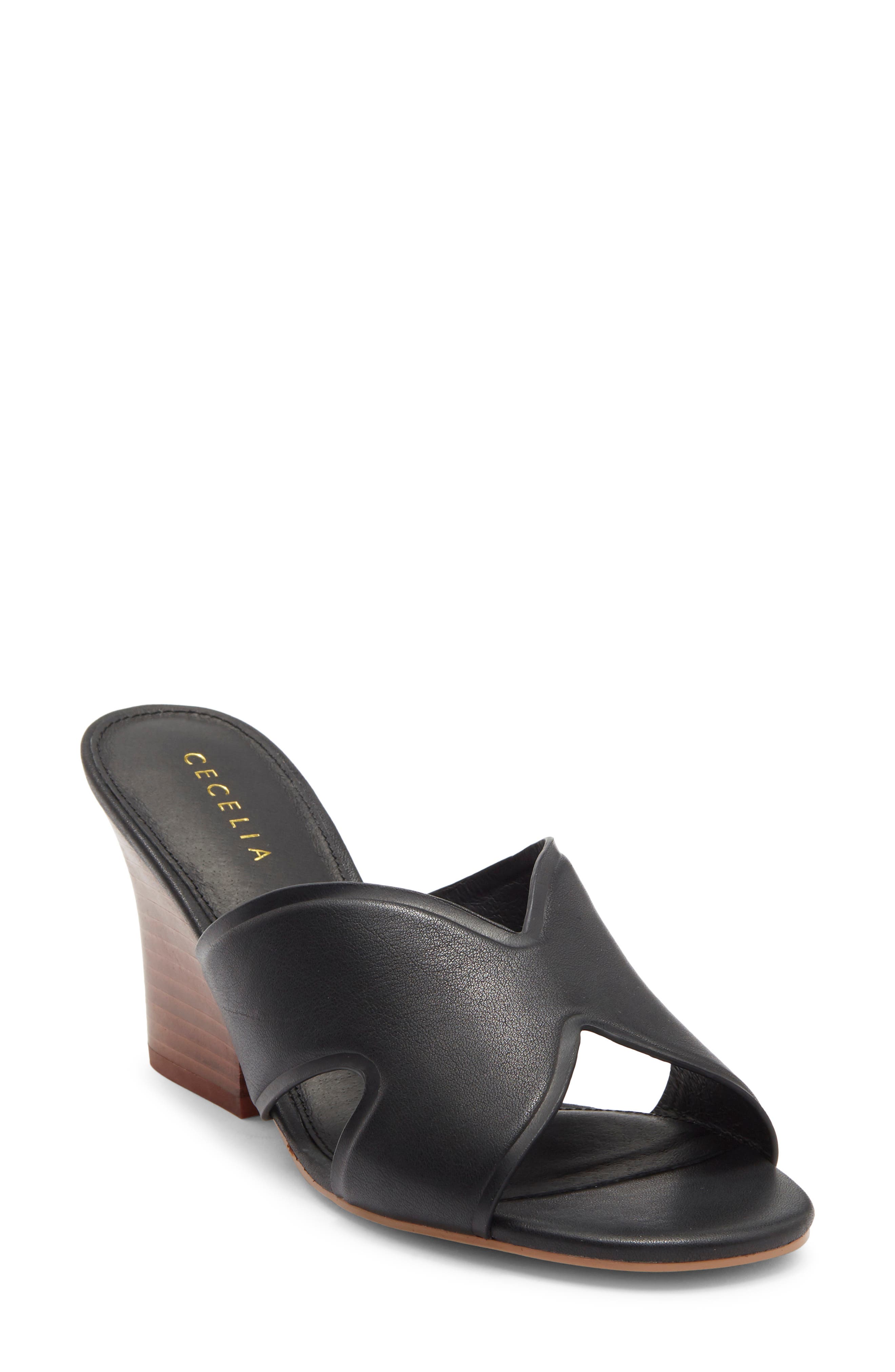 Cecelia New York Faye Wedge Slide Sandal In Black