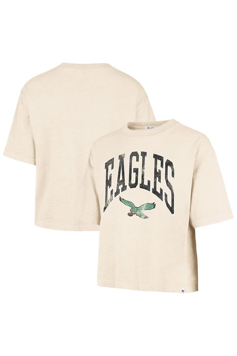 Women's '47  Natural Philadelphia Eagles Cropped Mindi Slub T-Shirt, Main, color, Natural