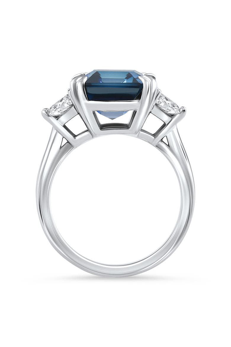 6Ct Blue Sapphire & Diamond Anniversary Engagement Ring 14k Gold Lab Grown, Alternate, color, 14k White Gold