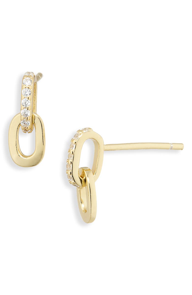 ARGENTO VIVO Pavé Cubic Zirconia Oval Link Drop Earrings, Main, color, Gold