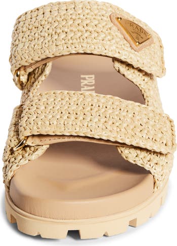 Prada Raffia Double Band Slide Sandal (Women) | Nordstrom