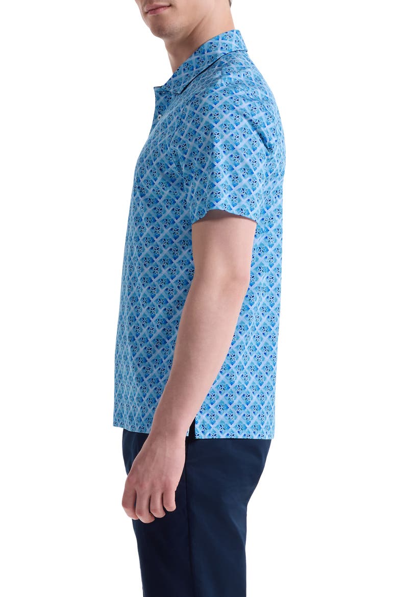 Hendrix Digital Floral Tile Print Pima Cotton Polo, Alternate, color, ICE
