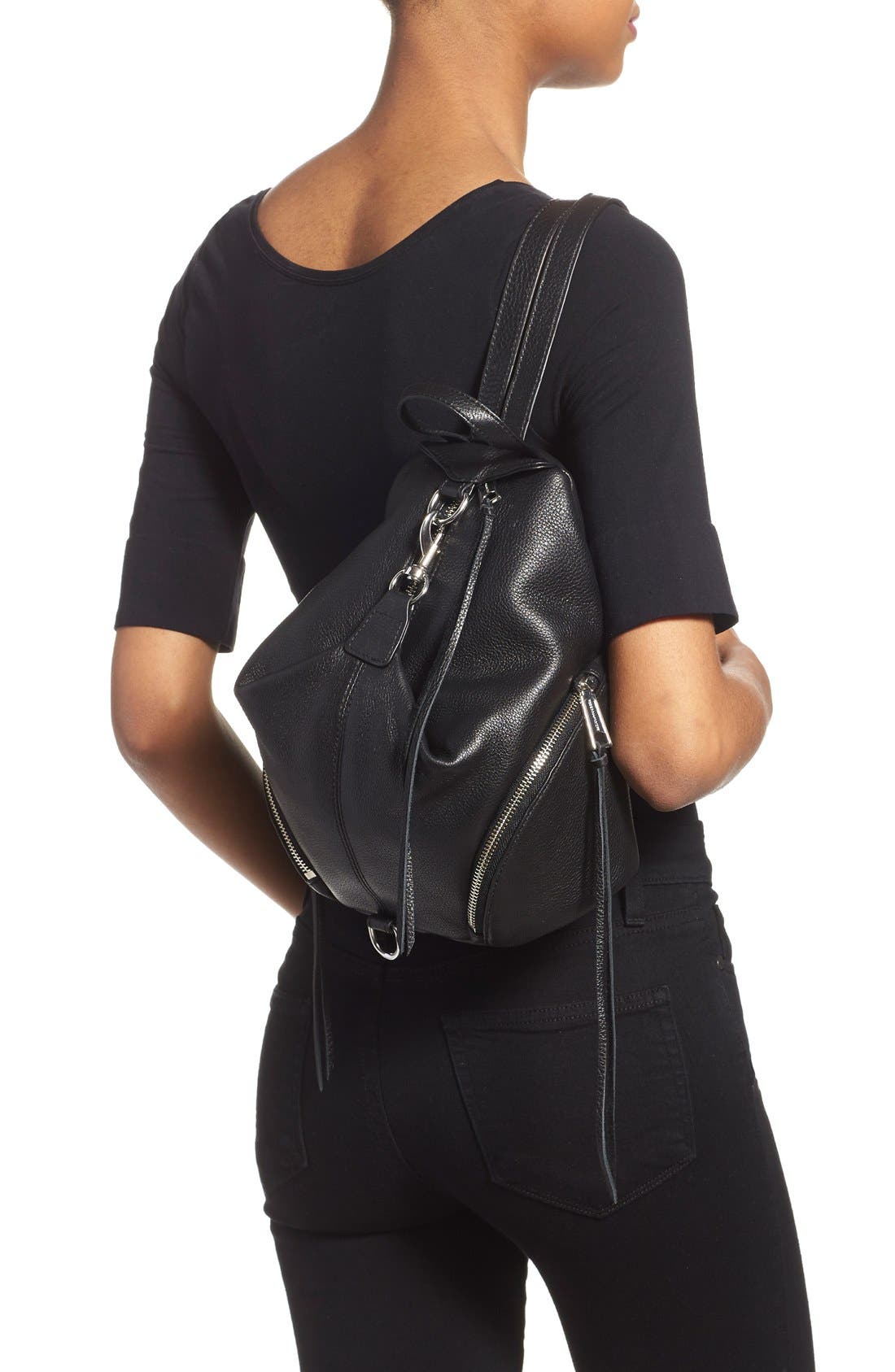 Medium Julian Backpack, Alternate, color, BLACK/ SILVER HRDWR