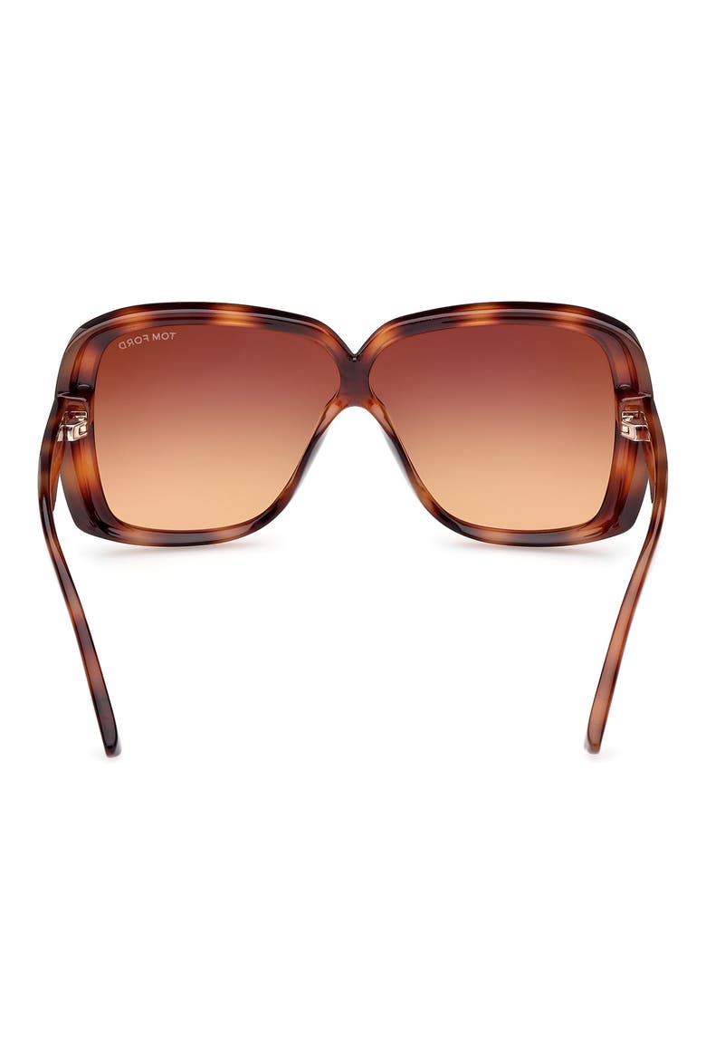 61mm Geometric Sunglasses, Alternate, color, DARK HAVANA / GRADIENT BROWN