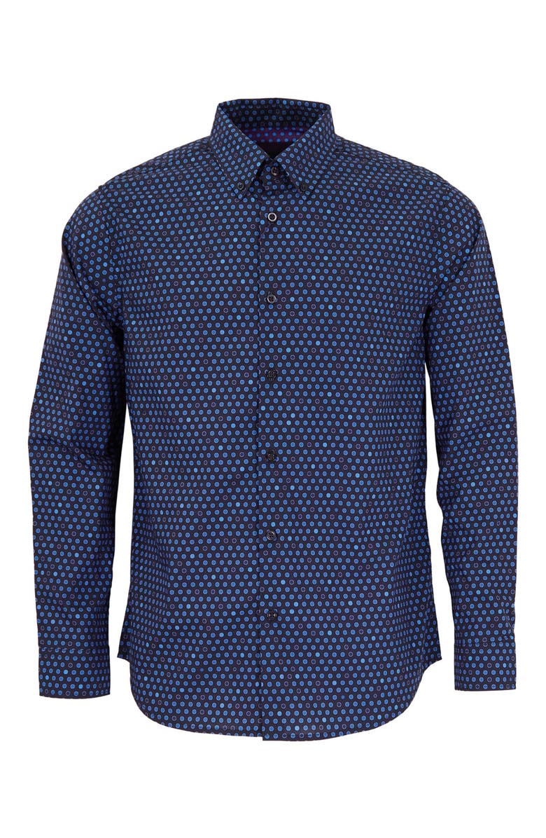 Lords of Harlech Mitchell Button-Up Shirt, Main, color, Polkahalo Navy