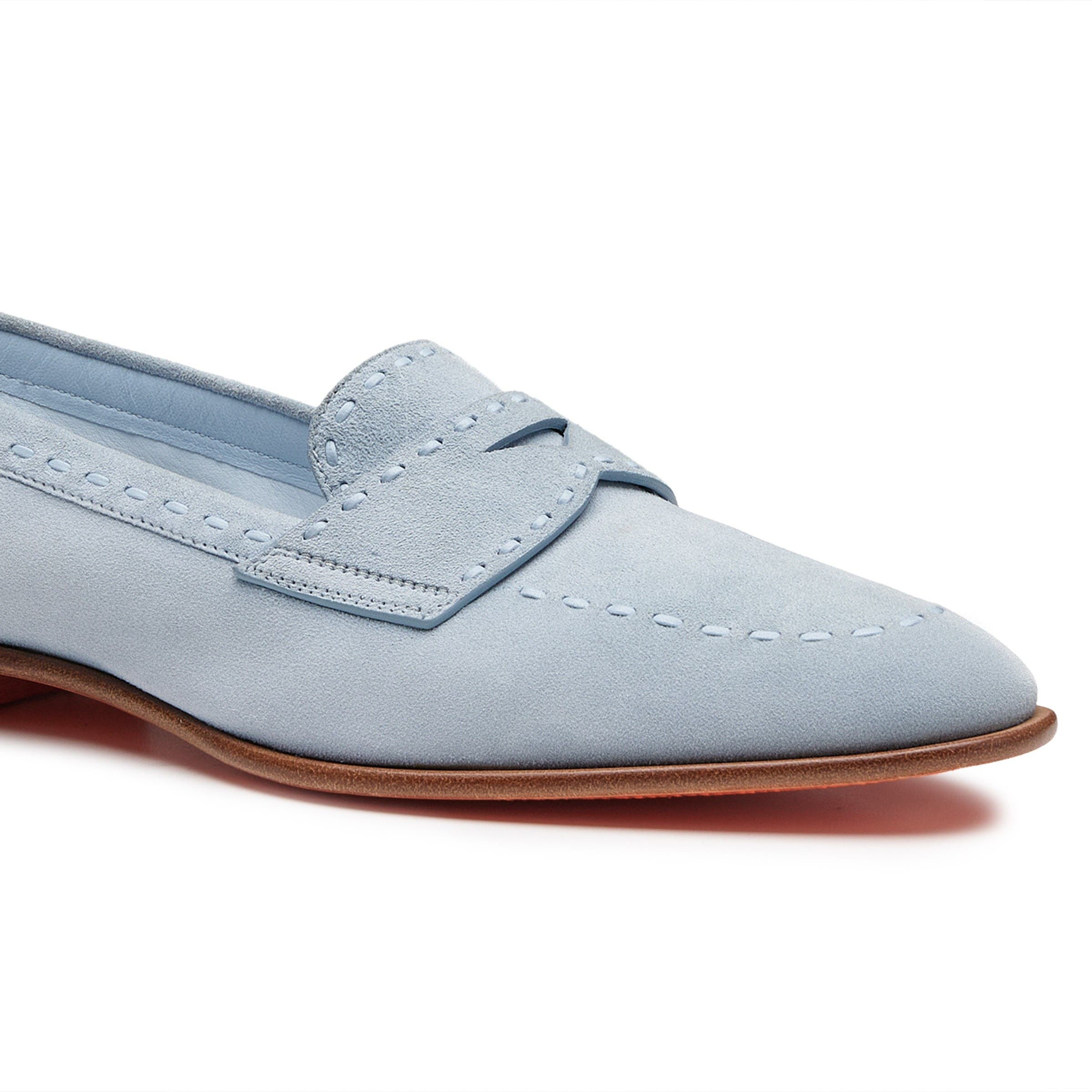 Santoni Women's Suede Penny Loafer, Alternate, color, Blue