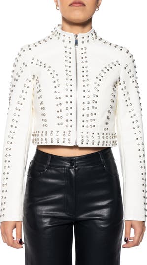 Studded Faux Leather Moto Jacket