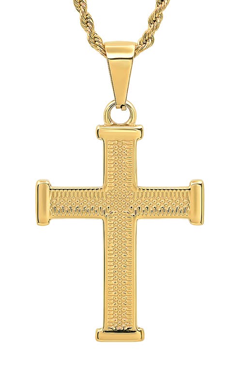 Hmy Jewelry 18k Gold Plated Stainless Steel Cross Pendant Necklace In Gold