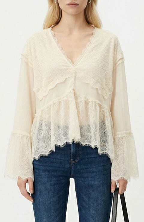 Emilie V-Neck Lace Swing Top
