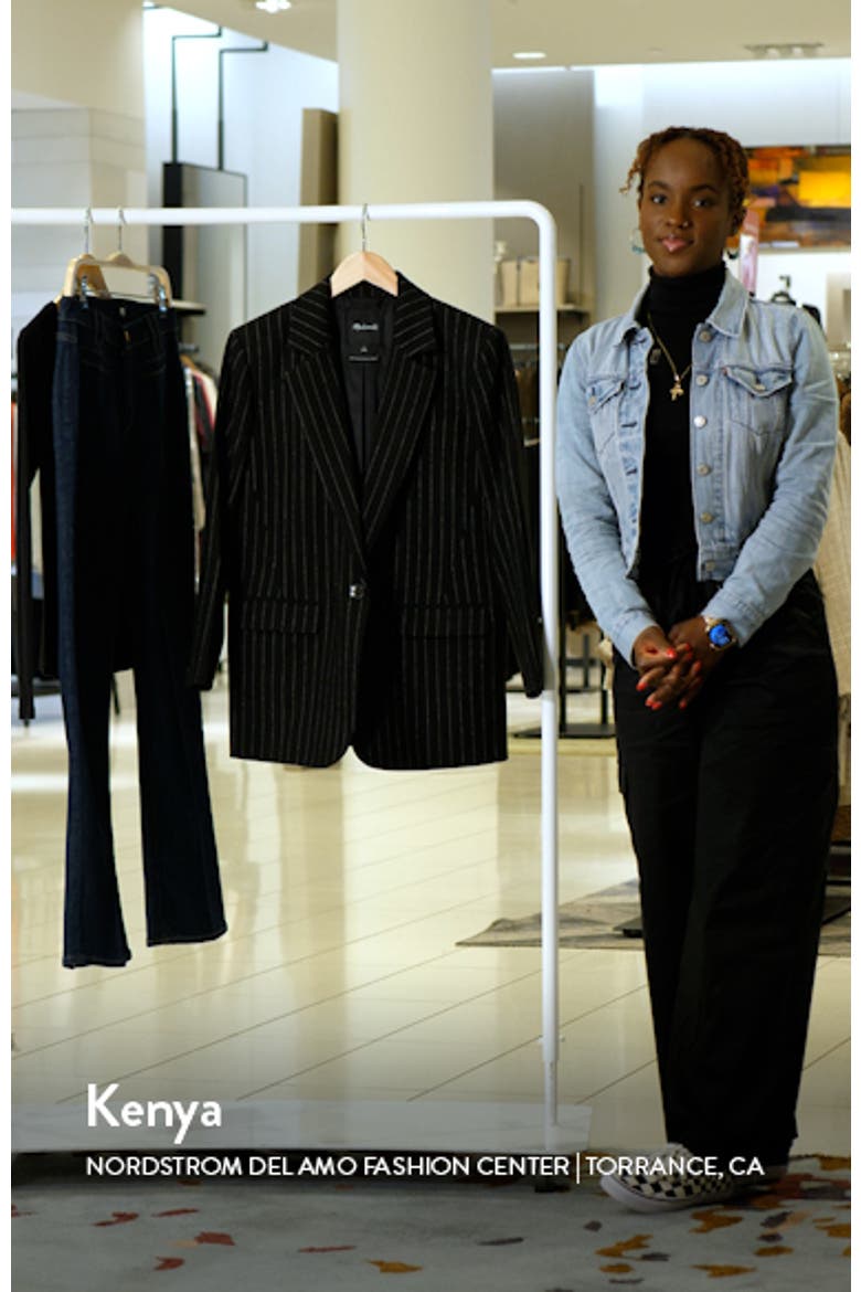 Metallic Pinstripe Wool Blend Blazer video