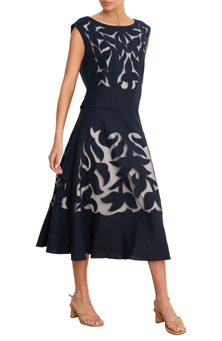 NIC+ZOE Antibes Linen Blend Cutout Skirt, Alternate, color, 