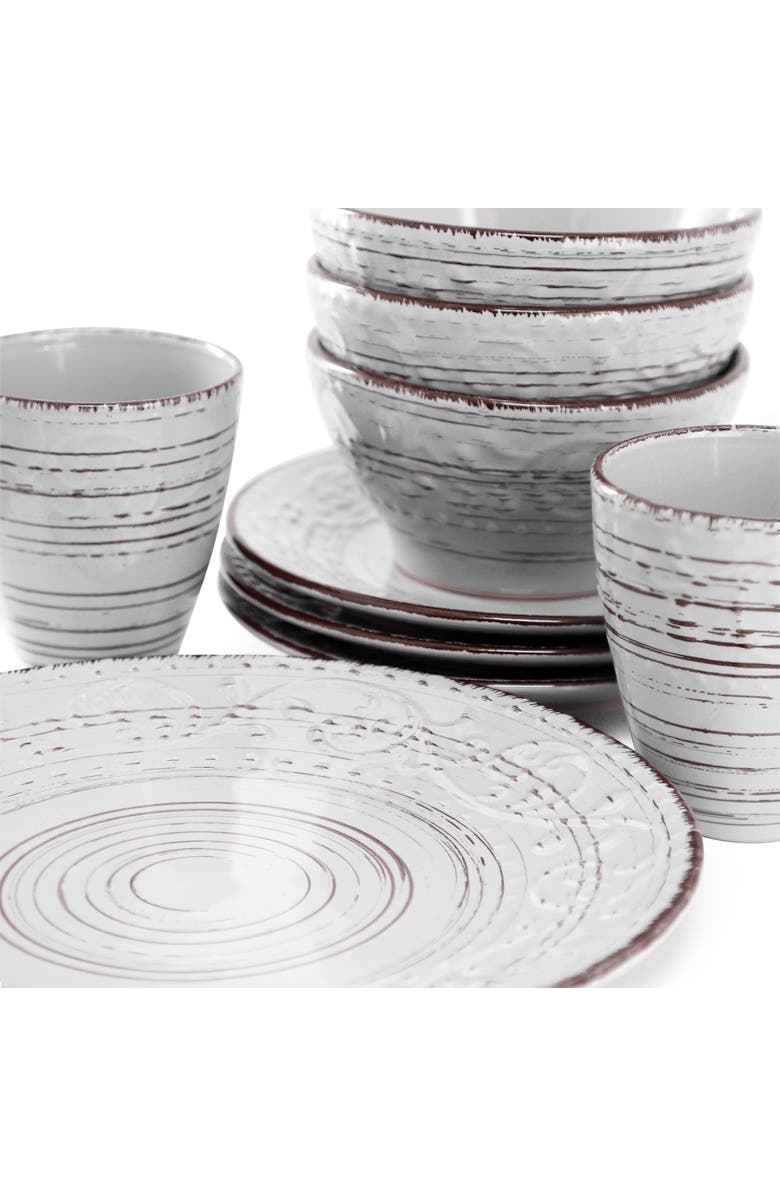 Elama Malibu Calcite 16-Piece Dinnerware Set, Alternate, color, Grey