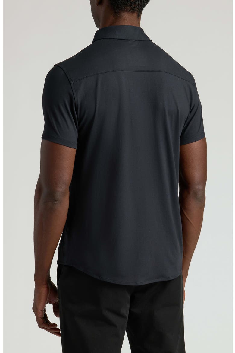 Comfort Knit Short Sleeve Button-Up Shirt, Alternate, color, BLACK