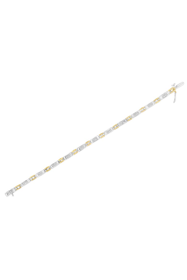 10K Two-Tone Gold Princess Cut Diamond Geo Link Bracelet, Alternate, color, Yellow
