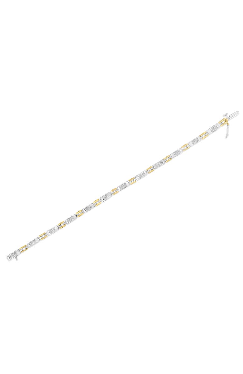 Haus of Brilliance 10K Two-Tone Gold Princess Cut Diamond Geo Link Bracelet, Alternate, color, Yellow