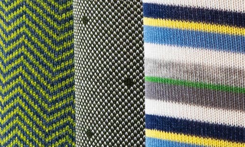 Lorenzo Uomo Mixed Pattern 3-pack Assorted Crew Socks In Green