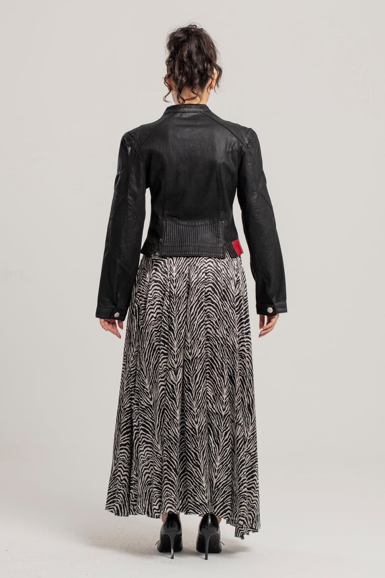 Pure Silk Zebra Long Skirt, Alternate, color, black