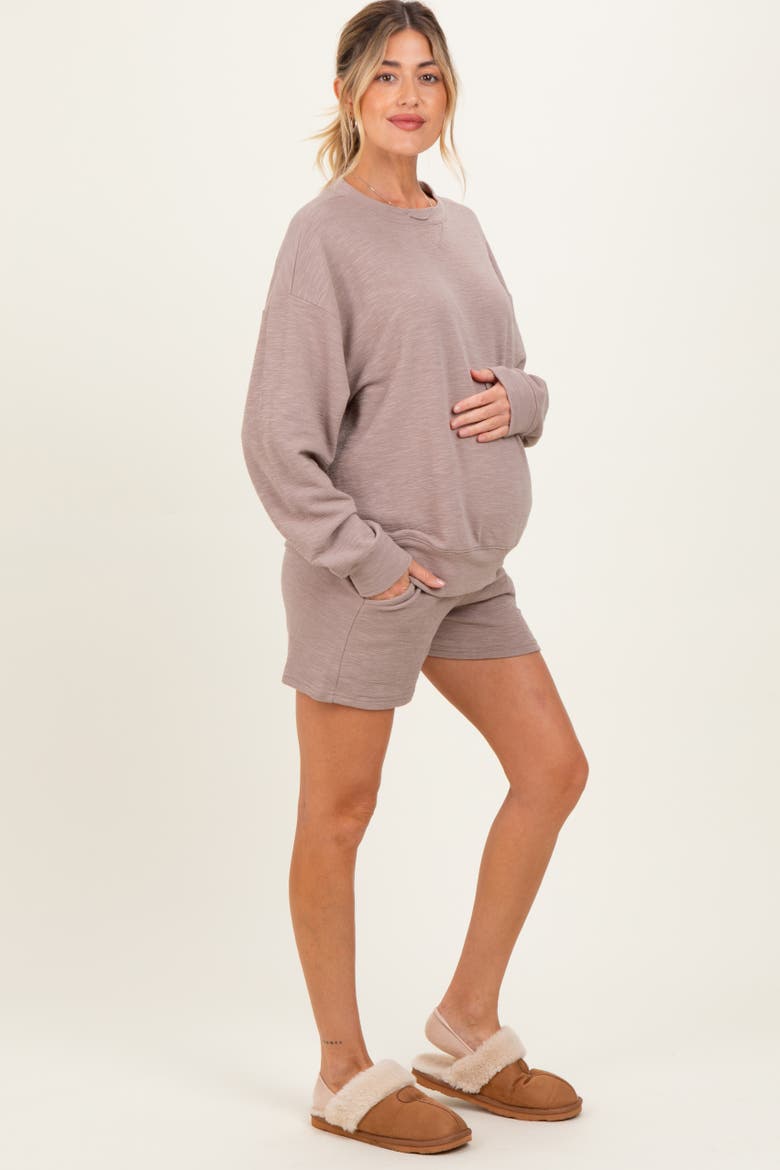 Pullover & Shorts Set, Alternate, color, Mocha