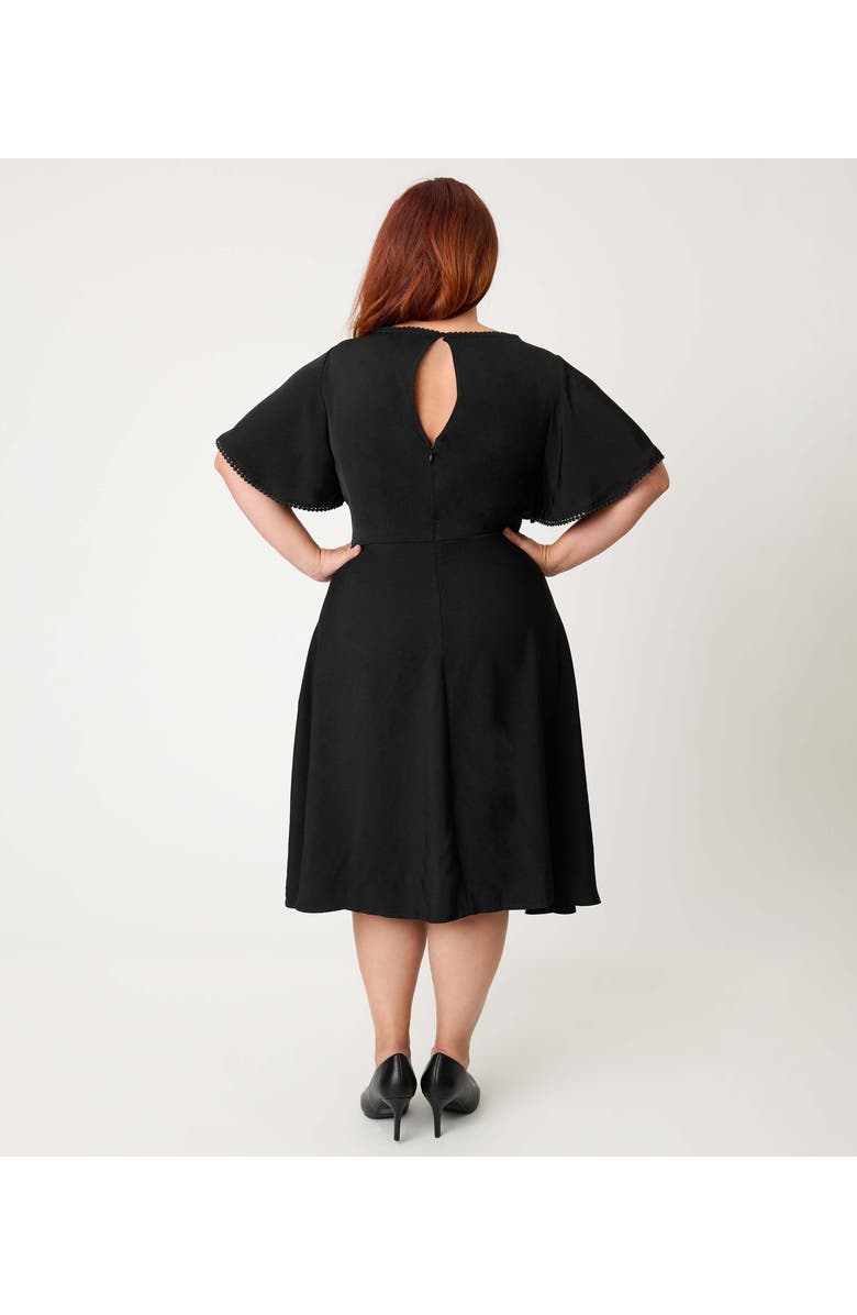 Unique Vintage Plus Size 1930s Swing Dress, Alternate, color, Black Solid
