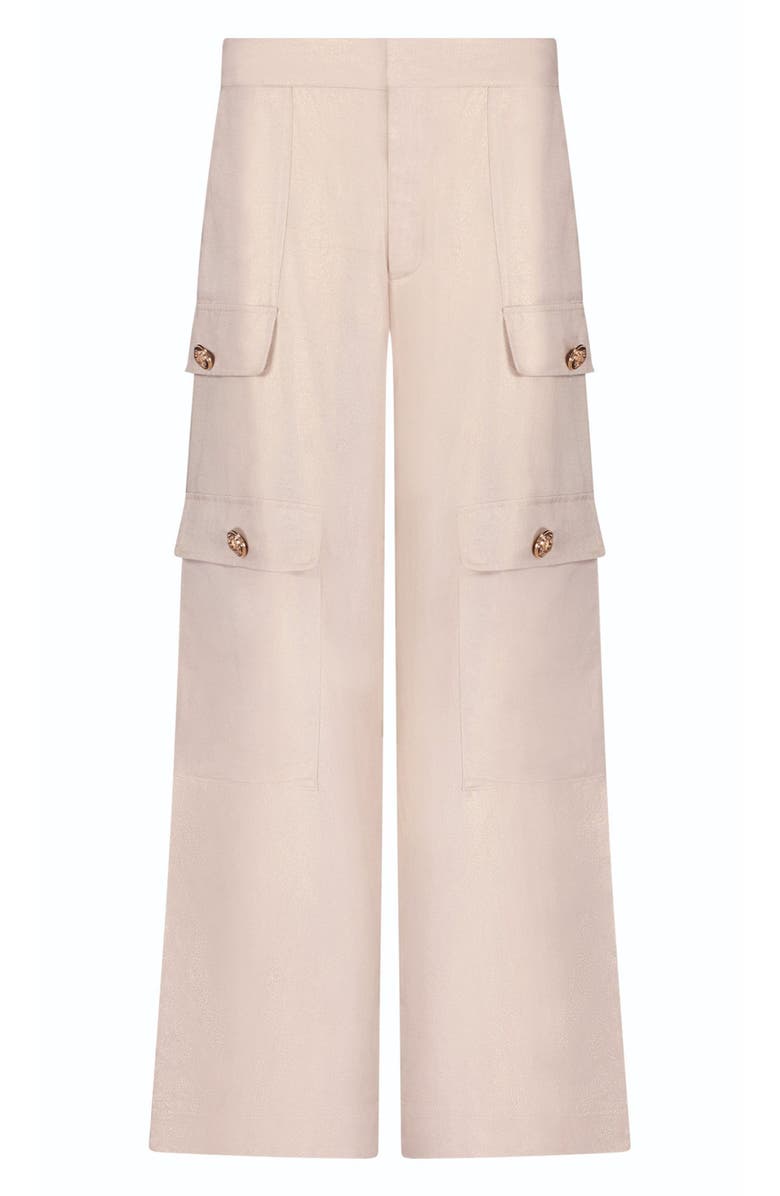 The Noli Shop Milan Linen Shimmer Cargo Pant, Alternate, color, Gilded Beige