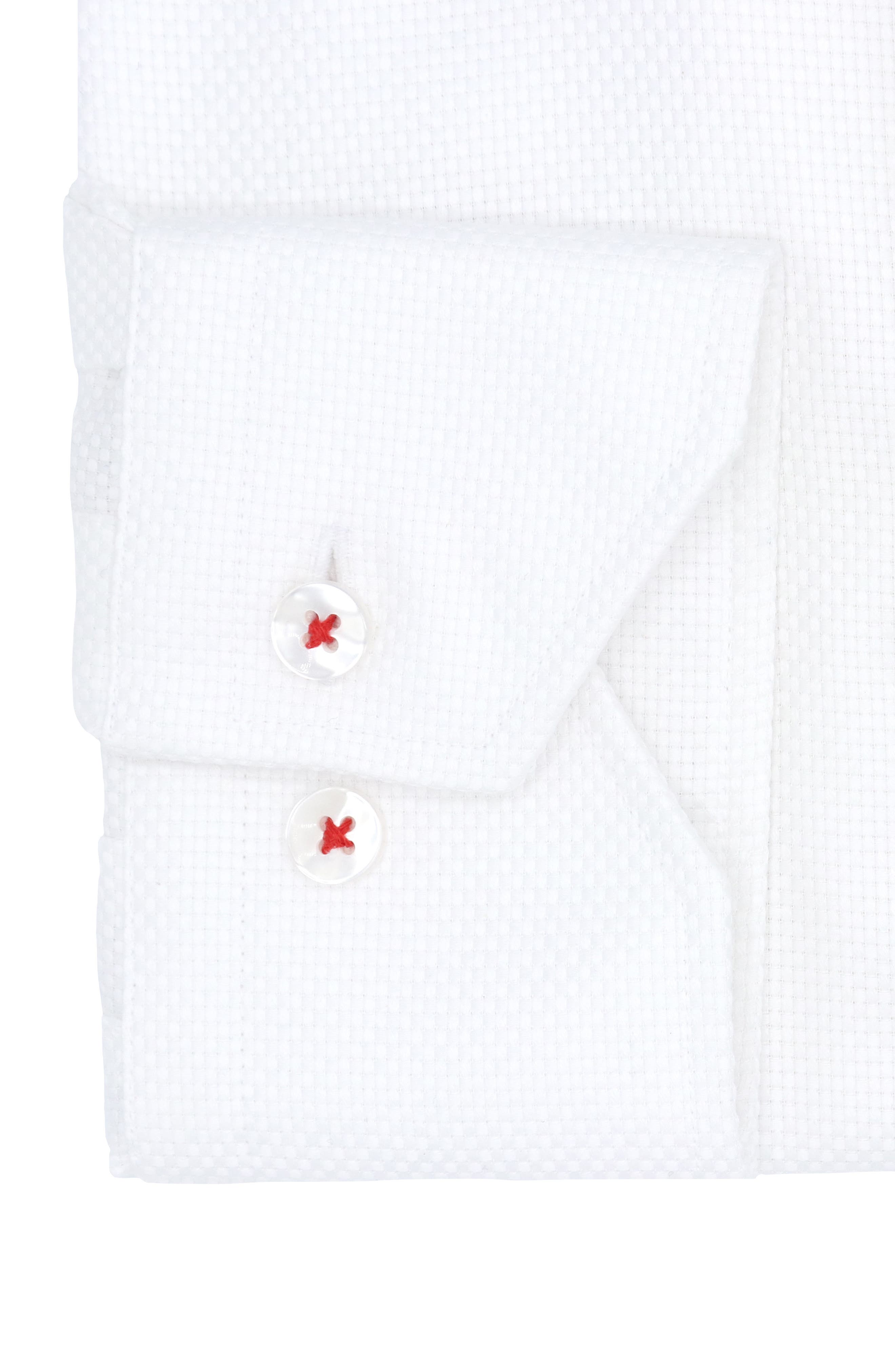 Trim Fit Textured Solid Cotton Dress Shirt - image 2