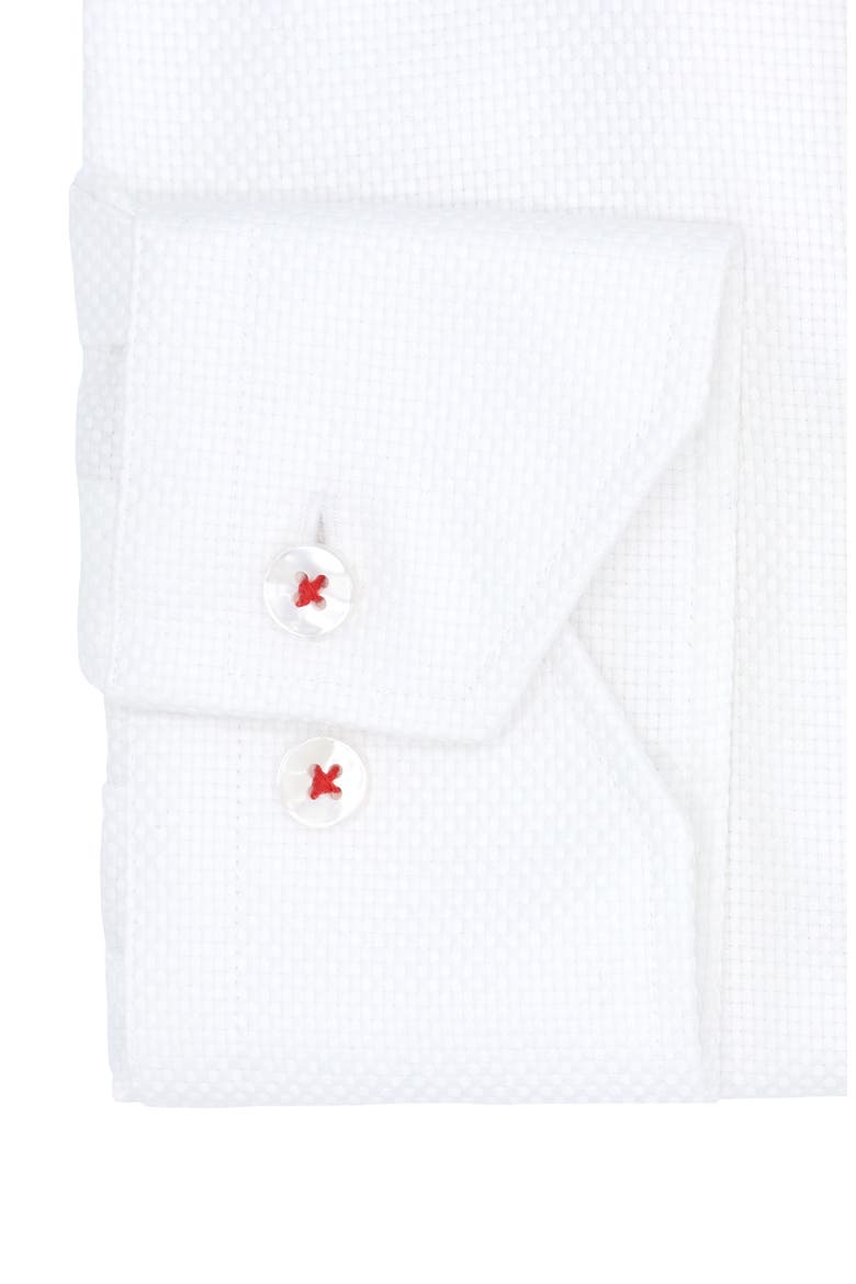 Trim Fit Textured Solid Cotton Dress Shirt, Alternate, color, WHITE