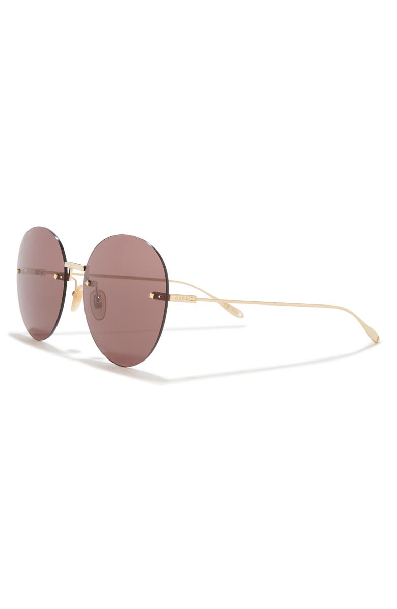Gucci 60mm Round Sunglasses, Alternate, color, Gold Gold Brown
