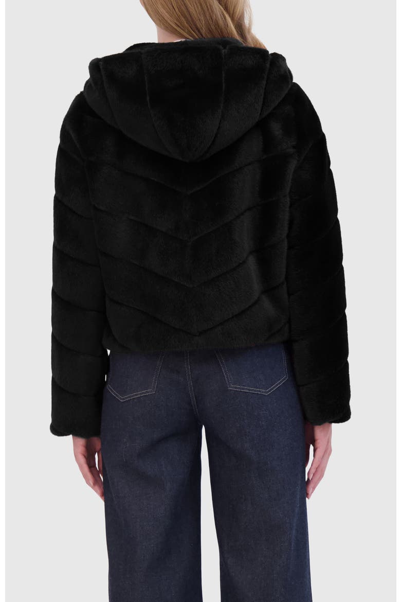 Fur-Free Mink (Faux Fur) Hooded Jacket, Alternate, color, BLACK