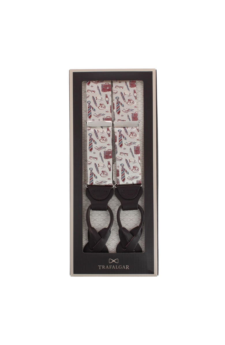 Trafalgar Day At The Office Novelty Silk Button End Suspenders, Alternate, color, 