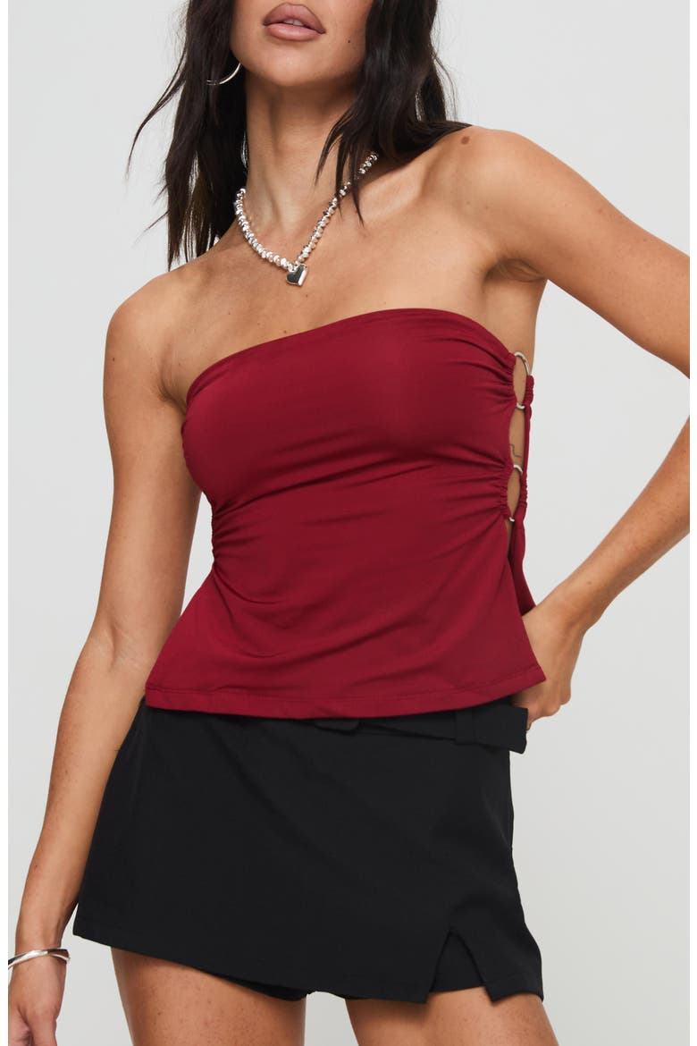Round the World Strapless Tube Top, Main, color, BURGUNDY