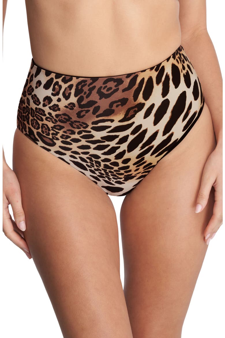 Reversible High Waist Bikini Bottoms, Main, color, LUXE LEOPARD / BLACK