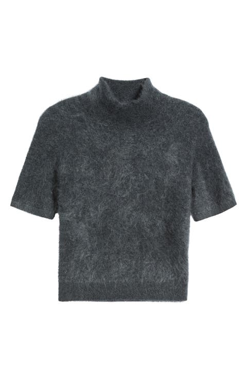 Brushed Cashmere Mock Neck Sweater