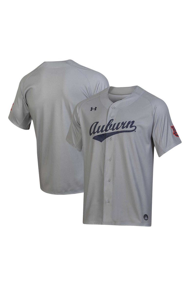 Men's Under Armour Gray Auburn Tigers Replica Baseball Jersey, Main, color, Gray