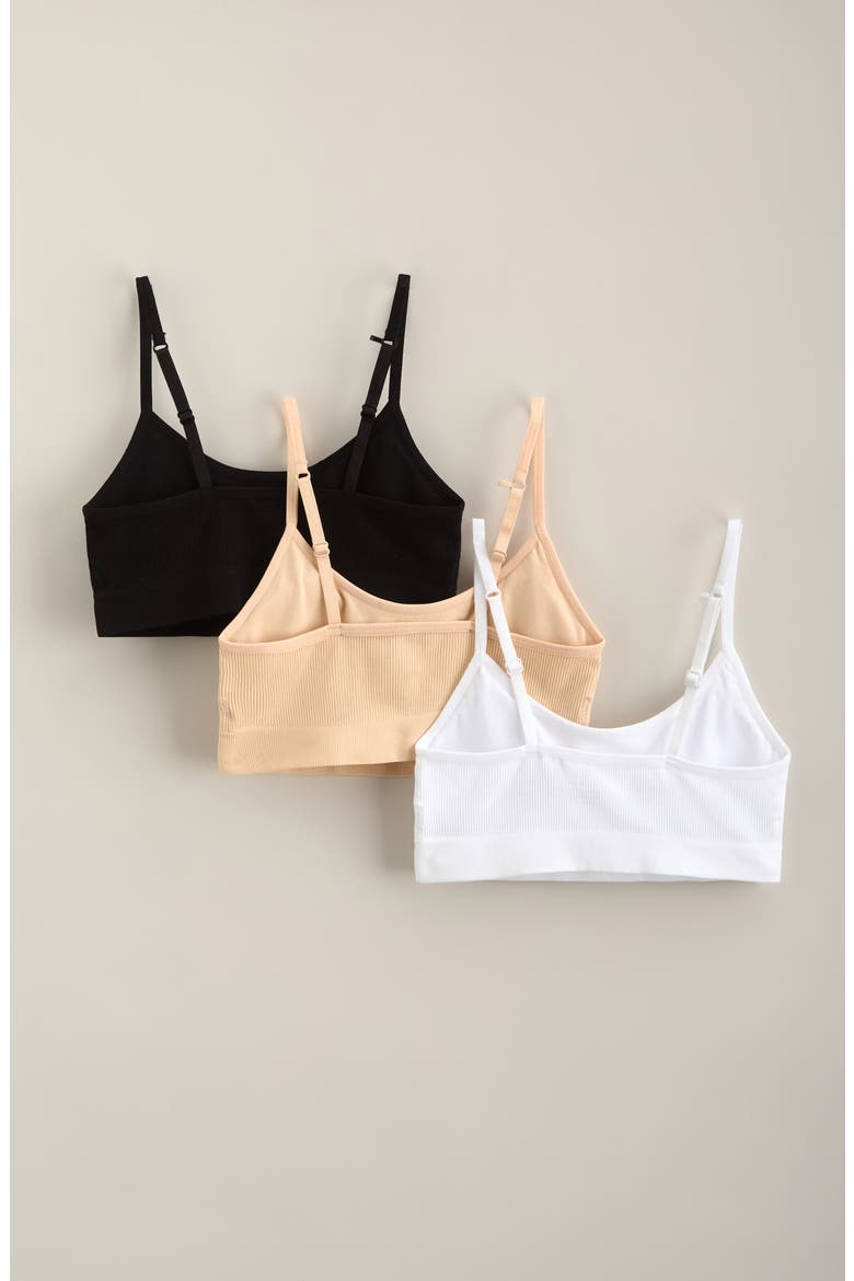 Kids' 3-Pack Seamless Rib Bralettes, Alternate, color, NEUTRALS PACK