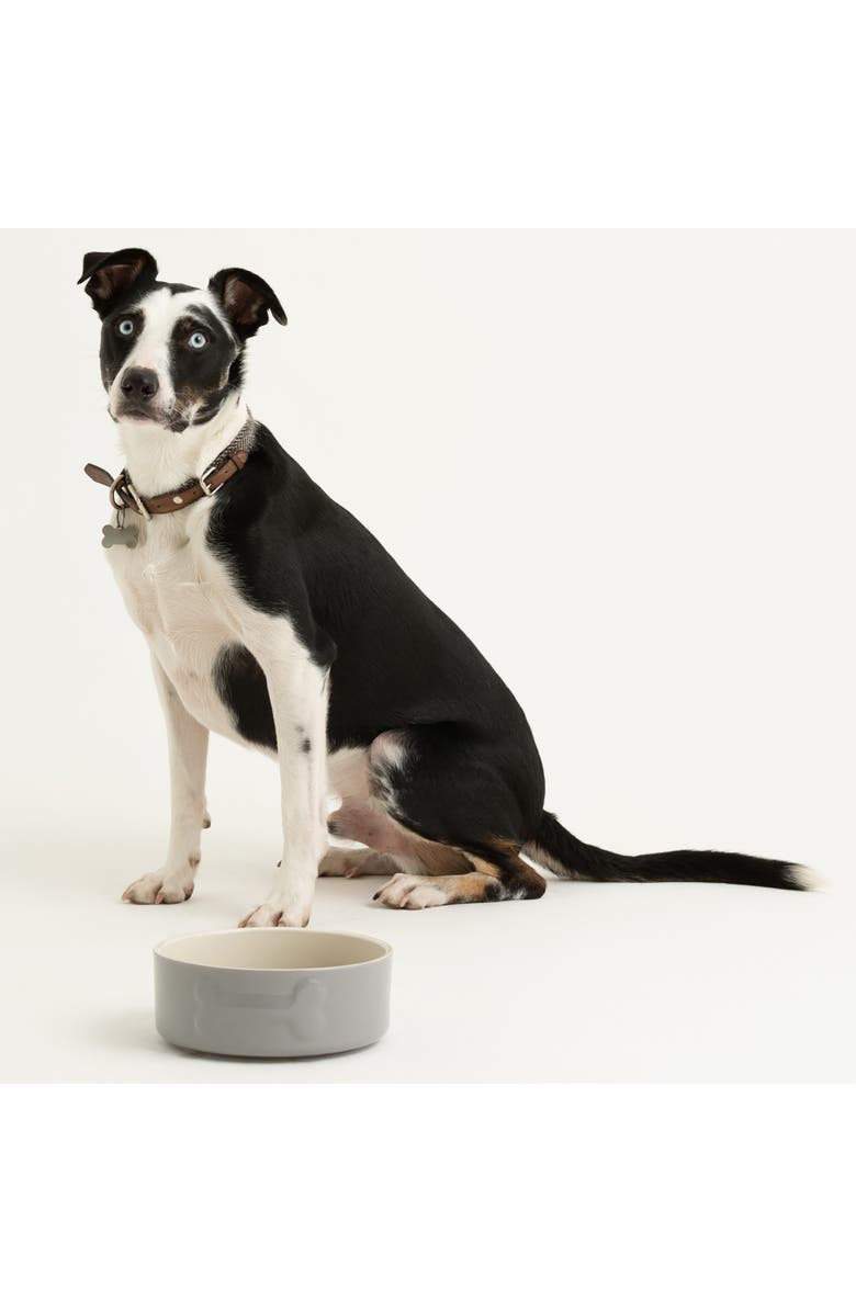 MASON CASH Embossed Bone Dog Bowl, 8 Inch, 50.7oz, Food and Water Dish, Alternate, color, Gray