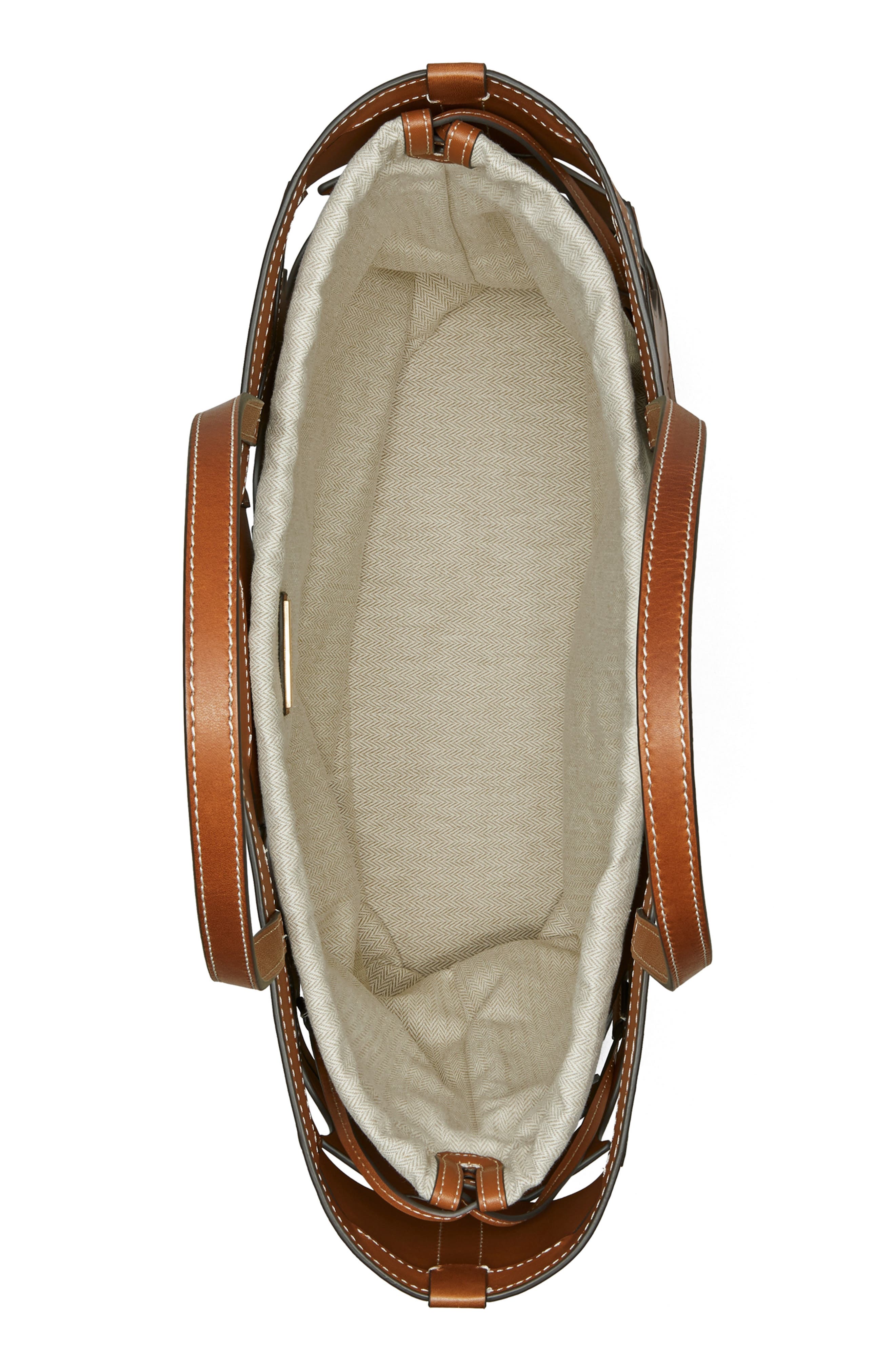 Tory Burch Ella Leather Cutout Logo Tote, Alternate, color, 