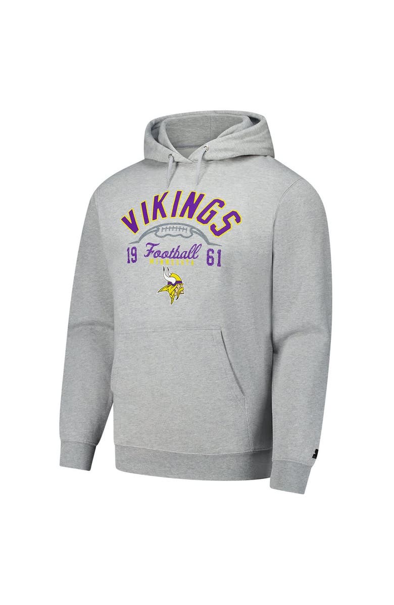 STARTER Men's Starter  Heather Gray Minnesota Vikings Pullover Hoodie, Alternate, color, Heather Gray